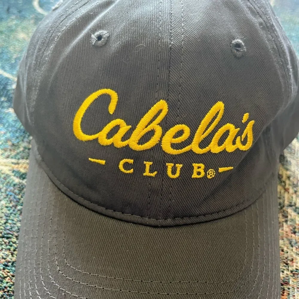 Vintage Cabela's Dark Gray Cap with Gold Embroidery Fishing Hunting Hat SnapBack
